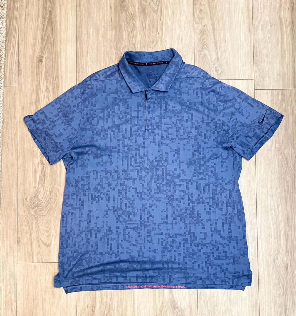 Nike Tiger Woods Blue Digi Camo Golf Polo Shirt, Size XL